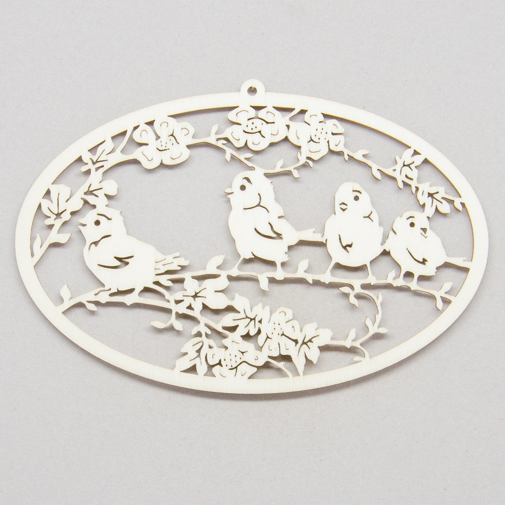 Kreisornament Vögel auf Zweig